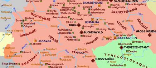 CARTE CAMPS de CONCENTRATION du REICH 