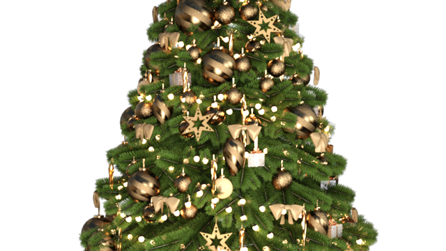 Tube de sapin de Noël doré (render-image)