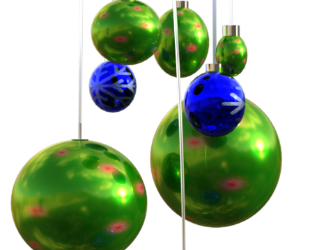 Tube de boules de Noël vertes et bleues (png, render)