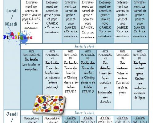 Période 5 Planning des activités Vers l'écriture MS/GS