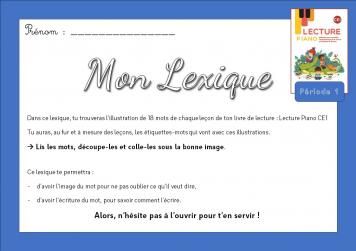Livret "MON LEXIQUE" Lecture Piano CE1