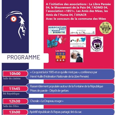 INVITATION : 120 ANS DE LAÏCITE aux MEES le 13 DECEMBRE 2025