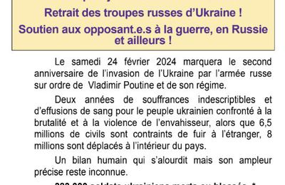 UKRAINE - 3ème année de l'invasion russe - Rassemblement 24/2/24 15 h HdV Le Havre 