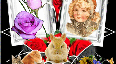 FILLE ANIMAUX FLEURS