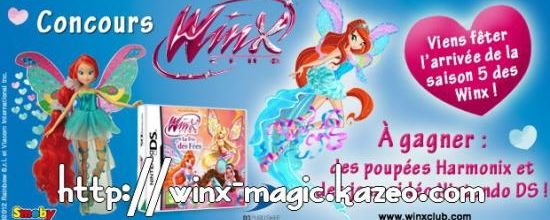 Grand concours Winx: gagne des jeux DS Winx et des poupées WInx Harmonix!!