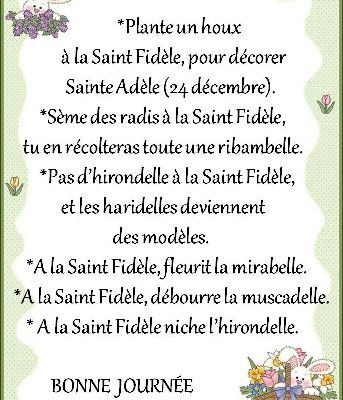 Dictons et Fête du jour Fidèle   + grille prénom   !