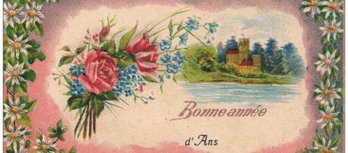 Ans - carte postale ancienne en relief ''bonne année d'ans''