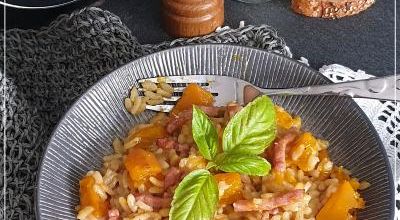 RISOTTO AU POTIRON ET AU BACON AU COOKEO