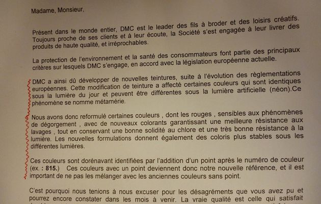 Attention aux "nouveaux" écheveaux DMC