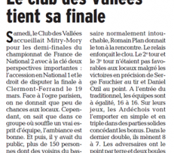 Le club des Vallées en finale