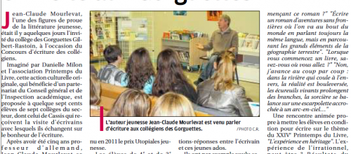 Cassis : L'écrivain Jean-Claude Mourlevat en visite au Collège des Gorguettes