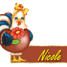 747  - Poule en chocolat - Fleur - signature