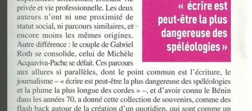 • Critique de TROPIQUES 70 roman de  Michèle Acquaviva-Pache
