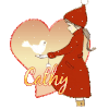 654 B - Fille et oiseau hiver - signature blinkie gif animé