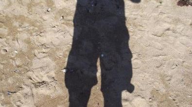 mon ombre sur la plage dArromanches