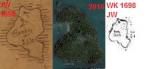 île de KO PHI, sur la carte J.W.1699, la carte de W.K. et J.W. 1699 et Google Earth 2016.(Photo Google Earth 2016)