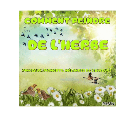 Dessin et peinture - vidéo 4469 : Comment peindre de l'herbe verte (pinceaux, pigments, mélanges de couleurs) 3/3 ? - huile, acrylique.