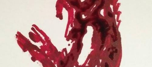 Petite fille encre rouge