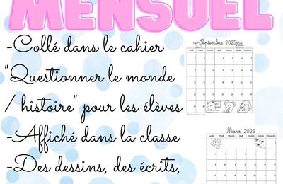 Calendrier mensuel 2025 2026