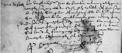 Lecture d' Actes de Baptêmes du prieuré de la Magdelaine rédigés vers 1596.