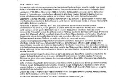 Circulaire des écoles. Une aide pour le PAI 