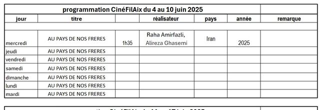 programme du 28 mai au 17 juin 2025