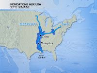 USA, Louisianne Mississippi, inondations le record de 1927 dépassé