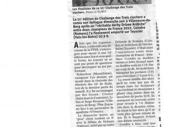 Coindre remporte les 3 clochers / michel Pastre