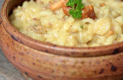 Risotto aux girolles & chair à saucisse.
