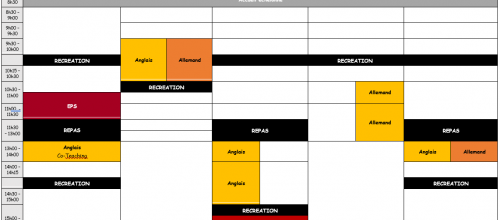 L'emploi du temps et l'organisation des apprentissages 