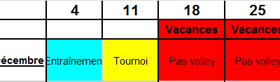 Planning des Dimanches de Décembre