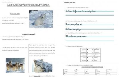 Lecture documentaire "Les belles fourrures d'hiver"