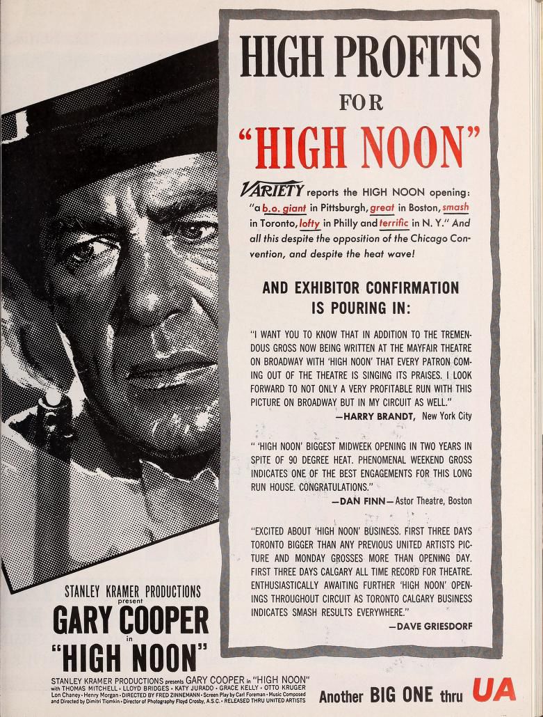 LE TRAIN SIFFLERA TROIS FOIS BOX OFFICE USA 1952