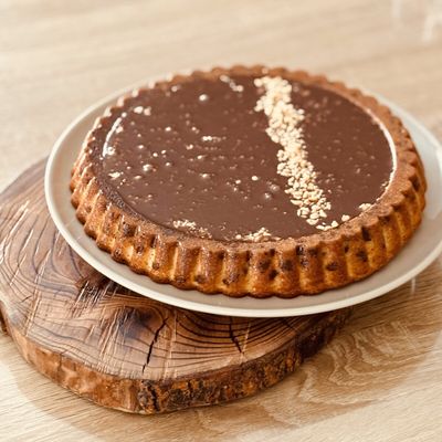Tarte chocolat caramel cacahuete 