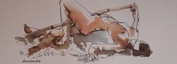 Mercredi - Pose couchée, avec un bâton.