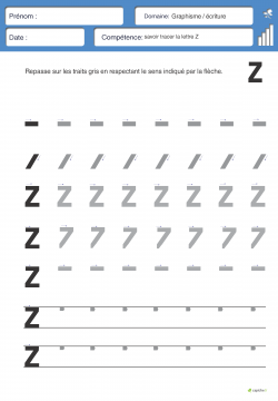 Apprendre à écrire le Z en lettres capitales