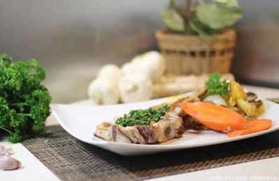 Côte de Veau Gremolata aux Champignons et Rattes