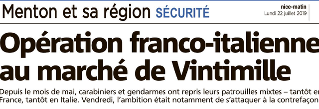 Article de Monaco Matin sur le marché de Vintimmile, fréquenté par beaucoup de français