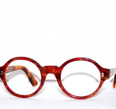 lunettes sur mesure / lunettes rondes rouge or