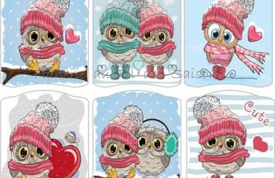 Hiboux en hiver - cartonnettes 2018 !