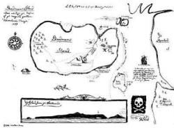 La carte de Jenkins William et le capitaine William Kidd, 1699, "The Dead Man's Island". (Edward Rowe Snow)