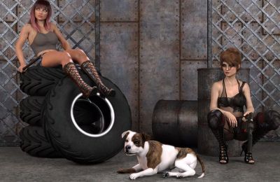 Création : Les bad girls et leur chien (DazStudio)
