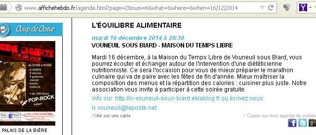 L'équilibre alimentaire sur le site d'Affiche-Hebdo
