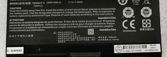 Batteria per Clevo PB71EF-G PowerSpec 1520 1720 - PB50BAT-6 (62Wh/5500mAh) batteria di ricambio
