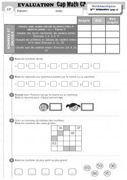 Evaluation Cap Math CP 3ème trimestre