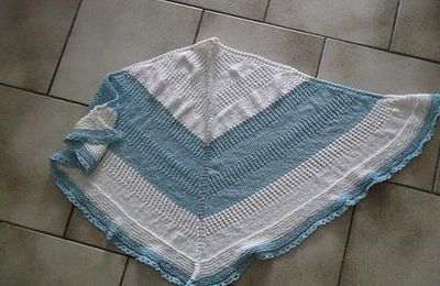 Shawl beige et bleu