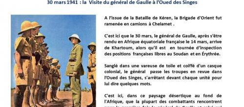 * 80e Anniversaire de la Campagne d'Erythrée (février-avril 1941) - 6 - Le général de Gaulle passe en revue la BFO à l'Oued des Singes