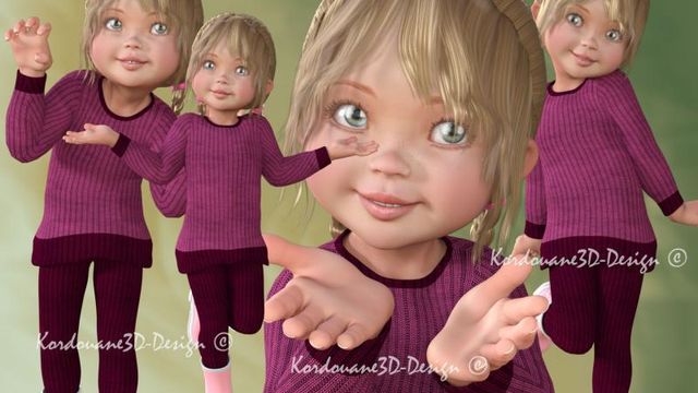 Benjamine (tube Poser fillette stylisée)