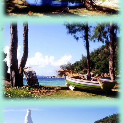 Les Anses Désolation de Praslin (en réalité Anses Kerlan mais renommées ainsi par moi-même...) il y a 20 ans - Seychelles