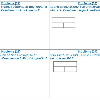 Différenciation niveau CP : Problèmes adaptés n°21 à 24